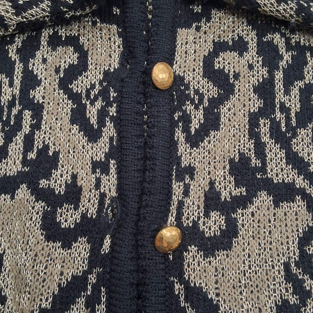 ✨2/$25~Highgate Ltd VTG 80s Button Up Knit Cardigan~Black Gold~Formalwear~SM P - Picture 4 of 8